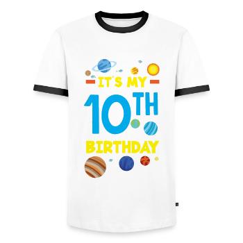 10. Geburtstag Jungen Astronaut Geburtstag - Männer Kontrast-T-Shirt - Weiß/Schwarz - Vorne - AI Model Female 172 light (172cm) & AI Model Male 178 dark (178cm)