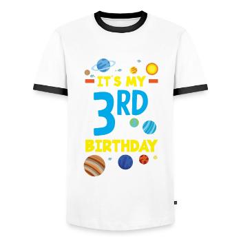 3rd Birthday Boys 3 Years Astronaut Birthday - Men's Ringer Shirt - white/black - Front - AI Model Female 172 light (172cm) & AI Model Male 178 dark (178cm)