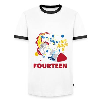 14e anniversaire Garçons Astronaute Anniversaire - T-shirt contrasté Homme - blanc/noir - Devant - AI Model Female 172 light (172cm) & AI Model Male 178 dark (178cm)