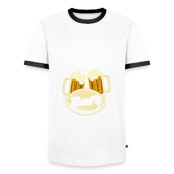 Le rugby et la bière C’est pourquoi je suis ici - T-shirt contrasté Homme - blanc/noir - Devant - AI Model Female 172 light (172cm) & AI Model Male 178 dark (178cm)