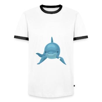 Love dolphins and math - Men's Ringer Shirt - white/black - Front - AI Model Female 172 light (172cm) & AI Model Male 178 dark (178cm)