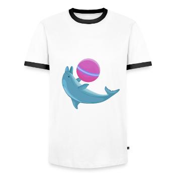 Dolphin Whisperer Player Career - Men's Ringer Shirt - white/black - Front - AI Model Female 172 light (172cm) & AI Model Male 178 dark (178cm)