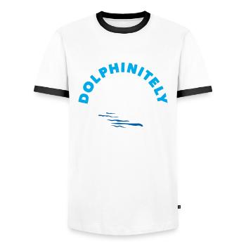 Dolphin Lovers Delphinitely Awesome Design - Men's Ringer Shirt - white/black - Front - AI Model Female 172 light (172cm) & AI Model Male 178 dark (178cm)
