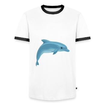 Das Leben Ist Besser Mit Delfinen - Männer Kontrast-T-Shirt - Weiß/Schwarz - Vorne - AI Model Female 172 light (172cm) & AI Model Male 178 dark (178cm)