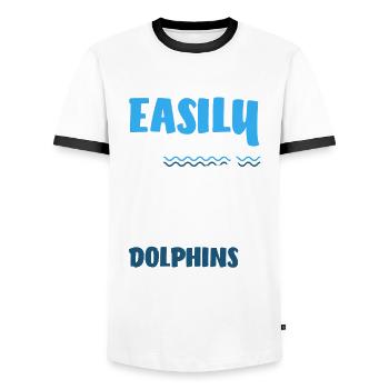Easily distracted by dolphins - Men's Ringer Shirt - white/black - Front - AI Model Female 172 light (172cm) & AI Model Male 178 dark (178cm)