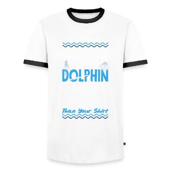 Ma chemise a un dauphin dessus - T-shirt contrasté Homme - blanc/noir - Devant - AI Model Female 172 light (172cm) & AI Model Male 178 dark (178cm)