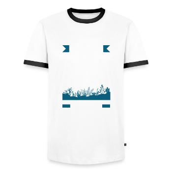 This girl loves dolphins - Men's Ringer Shirt - white/black - Front - AI Model Female 172 light (172cm) & AI Model Male 178 dark (178cm)