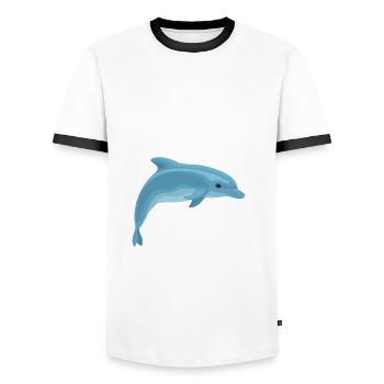 Easily distracted by dolphins - Men's Ringer Shirt - white/black - Front - AI Model Female 172 light (172cm) & AI Model Male 178 dark (178cm)