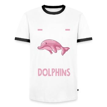 Prédiction du week-end : 100% de chances d’avoir des dauphins - T-shirt contrasté Homme - blanc/noir - Devant - AI Model Female 172 light (172cm) & AI Model Male 178 dark (178cm)