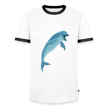 Der Delfinflüsterer für Meeresliebhaber - Männer Kontrast-T-Shirt - Weiß/Schwarz - Vorne - AI Model Female 172 light (172cm) & AI Model Male 178 dark (178cm)