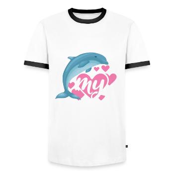 Ein Delfin Hat Mein Herz Gestohlen - Männer Kontrast-T-Shirt - Weiß/Schwarz - Vorne - AI Model Female 172 light (172cm) & AI Model Male 178 dark (178cm)