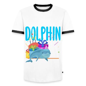 Ce petit dauphin a 10 10 ans - T-shirt contrasté Homme - blanc/noir - Devant - AI Model Female 172 light (172cm) & AI Model Male 178 dark (178cm)