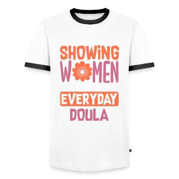 Doula Geschenk Doula Doulas - Männer Kontrast-T-Shirt - Weiß/Schwarz - Vorne - AI Model Female 172 light (172cm) & AI Model Male 178 dark (178cm)