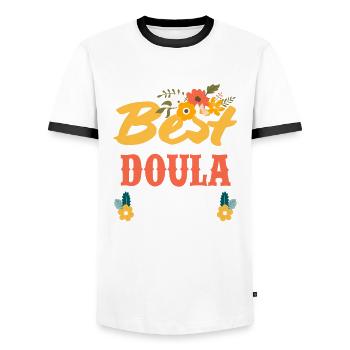 Doula Geschenk Doula Doulas - Männer Kontrast-T-Shirt - Weiß/Schwarz - Vorne - AI Model Female 172 light (172cm) & AI Model Male 178 dark (178cm)