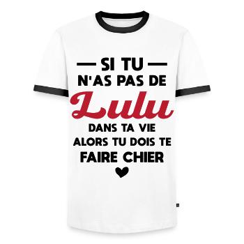 Si Tu N as Pas De Lulu Dans Ta Vie Cadeau - T-shirt contrasté Homme - blanc/noir - Devant - AI Model Female 172 light (172cm) & AI Model Male 178 dark (178cm)