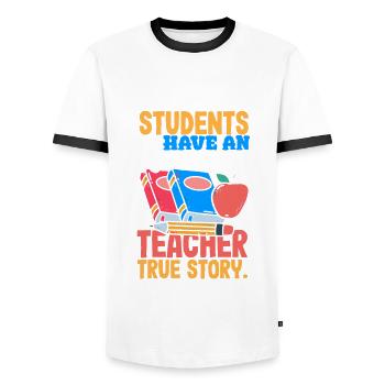 Funny Teacher Teacher Gift - Men's Ringer Shirt - white/black - Front - AI Model Female 172 light (172cm) & AI Model Male 178 dark (178cm)