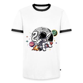 2. Geburtstag Jungen 2 Jahre Astronaut Geburtstag - Männer Kontrast-T-Shirt - Weiß/Schwarz - Vorne - AI Model Female 172 light (172cm) & AI Model Male 178 dark (178cm)
