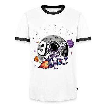 3rd Birthday Boys 3 Years Astronaut Birthday - Men's Ringer Shirt - white/black - Front - AI Model Female 172 light (172cm) & AI Model Male 178 dark (178cm)