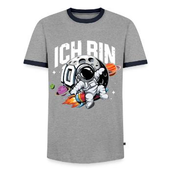 10. Geburtstag Jungen Astronaut Geburtstag - Männer Kontrast-T-Shirt - Grau/Navy  - Vorne - AI Model Female 172 light (172cm) & AI Model Male 178 light (178cm)