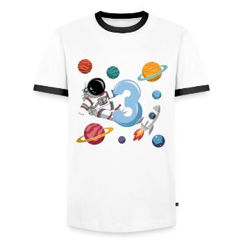 3rd Birthday Boys 3 Years Astronaut Birthday - Men's Ringer Shirt - white/black - Front - AI Model Female 172 light (172cm) & AI Model Male 178 dark (178cm)