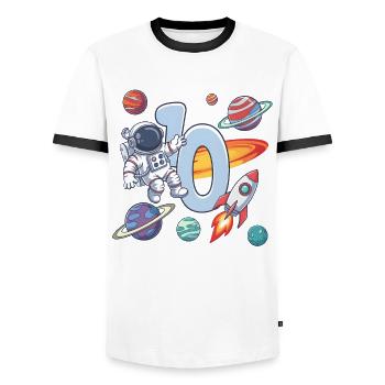 10. Geburtstag Jungen Astronaut Geburtstag - Männer Kontrast-T-Shirt - Weiß/Schwarz - Vorne - AI Model Female 172 light (172cm) & AI Model Male 178 dark (178cm)