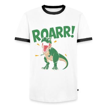 3rd Birthday 3 Years Dino Dinosaur Fan - Men's Ringer Shirt - white/black - Front - AI Model Female 172 light (172cm) & AI Model Male 178 dark (178cm)