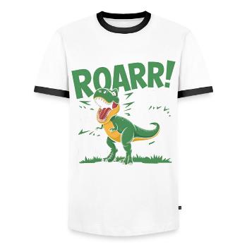 5. Geburtstag 5 Jahre Dino Dinosaurier Fan - Männer Kontrast-T-Shirt - Weiß/Schwarz - Vorne - AI Model Female 172 light (172cm) & AI Model Male 178 dark (178cm)