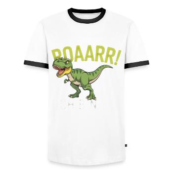 6. Geburtstag 6 Jahre Dino Dinosaurier Fan - Männer Kontrast-T-Shirt - Weiß/Schwarz - Vorne - AI Model Female 172 light (172cm) & AI Model Male 178 dark (178cm)