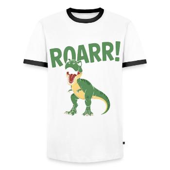 9th Birthday 9 Years Dino Dinosaur Fan - Men's Ringer Shirt - white/black - Front - AI Model Female 172 light (172cm) & AI Model Male 178 dark (178cm)