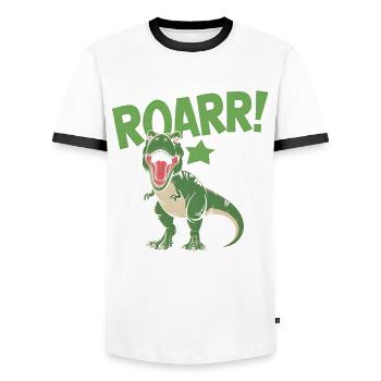2nd Birthday 2 Years Dino Dinosaur Fan - Men's Ringer Shirt - white/black - Front - AI Model Female 172 light (172cm) & AI Model Male 178 dark (178cm)