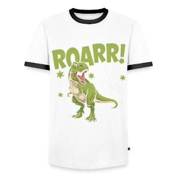 5. Geburtstag 5 Jahre Dino Dinosaurier Fan - Männer Kontrast-T-Shirt - Weiß/Schwarz - Vorne - AI Model Female 172 light (172cm) & AI Model Male 178 dark (178cm)