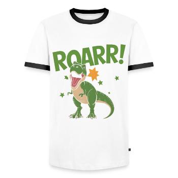 8. Geburtstag 8 Jahre Dino Dinosaurier Fan - Männer Kontrast-T-Shirt - Weiß/Schwarz - Vorne - AI Model Female 172 light (172cm) & AI Model Male 178 dark (178cm)