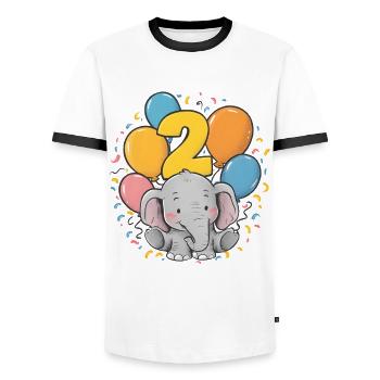 2. Geburtstag Elefant Kindergeburtstag - Männer Kontrast-T-Shirt - Weiß/Schwarz - Vorne - AI Model Female 172 light (172cm) & AI Model Male 178 dark (178cm)