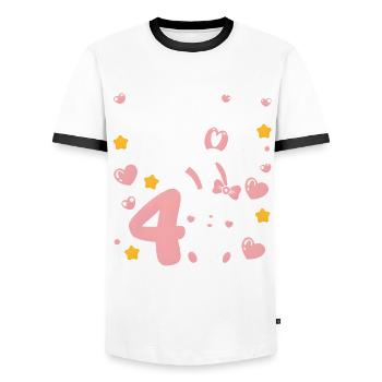 4th Birthday Bunny Bunny Children's Birthday Party - Men's Ringer Shirt - white/black - Front - AI Model Female 172 light (172cm) & AI Model Male 178 dark (178cm)