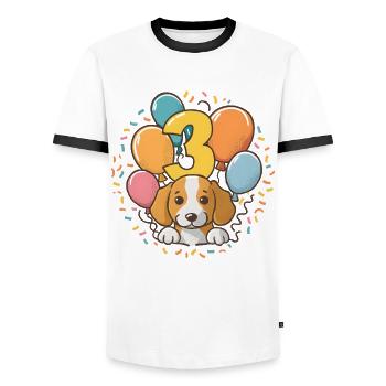 3. Geburtstag Hund Hündchen Kindergeburtstag - Männer Kontrast-T-Shirt - Weiß/Schwarz - Vorne - AI Model Female 172 light (172cm) & AI Model Male 178 dark (178cm)