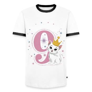 9th Birthday Cat Kitten Children's Birthday - Men's Ringer Shirt - white/black - Front - AI Model Female 172 light (172cm) & AI Model Male 178 dark (178cm)