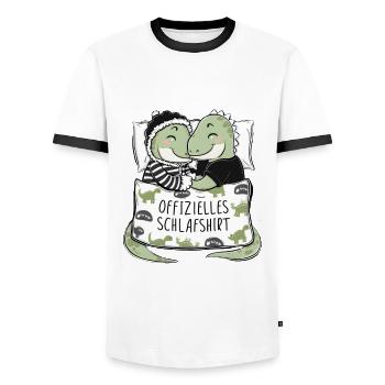 Chemise de nuit officielle Sweet Dino Couple - T-shirt contrasté Homme - blanc/noir - Devant - AI Model Female 172 light (172cm) & AI Model Male 178 dark (178cm)