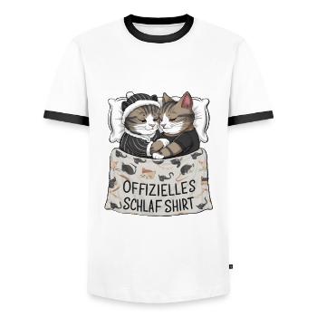 Chemise de nuit officielle Chat mignon chat chats couple - T-shirt contrasté Homme - blanc/noir - Devant - AI Model Female 172 light (172cm) & AI Model Male 178 dark (178cm)