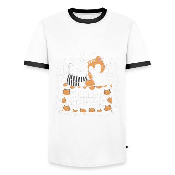 Chemise de nuit officielle Chat mignon chat chats couple - T-shirt contrasté Homme - blanc/noir - Devant - AI Model Female 172 light (172cm) & AI Model Male 178 dark (178cm)