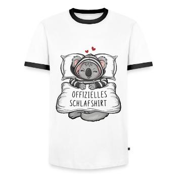 Official Sweet Koala Sleep Shirt - Men's Ringer Shirt - white/black - Front - AI Model Female 172 light (172cm) & AI Model Male 178 dark (178cm)