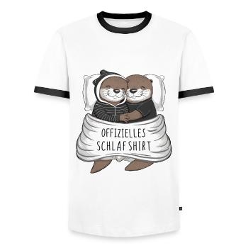 Chemise de nuit officielle Sweet Otter Couple - T-shirt contrasté Homme - blanc/noir - Devant - AI Model Female 172 light (172cm) & AI Model Male 178 dark (178cm)