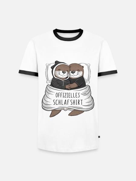 Maglietta ufficiale Sweet Otter Couple Sleep - Maglietta Contrast da uomo - bianco/nero