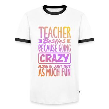 Lustiges Lehrer Lehrerinnen Geschenk - Männer Kontrast-T-Shirt - Weiß/Schwarz - Vorne - AI Model Female 172 light (172cm) & AI Model Male 178 dark (178cm)
