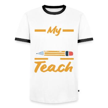 Funny Teacher Teacher Gift - Men's Ringer Shirt - white/black - Front - AI Model Female 172 light (172cm) & AI Model Male 178 dark (178cm)