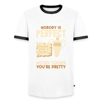 Funny Teacher Teacher Gift - Men's Ringer Shirt - white/black - Front - AI Model Female 172 light (172cm) & AI Model Male 178 dark (178cm)