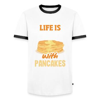 Funny Pancake Lover Gift - Men's Ringer Shirt - white/black - Front - AI Model Female 172 light (172cm) & AI Model Male 178 dark (178cm)