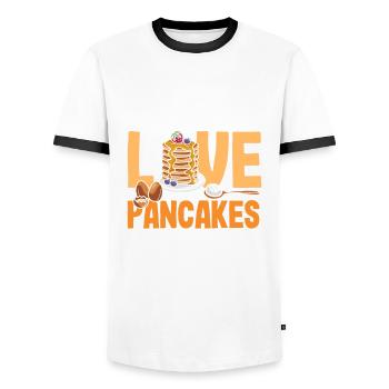 Funny Pancake Lover Gift - Men's Ringer Shirt - white/black - Front - AI Model Female 172 light (172cm) & AI Model Male 178 dark (178cm)