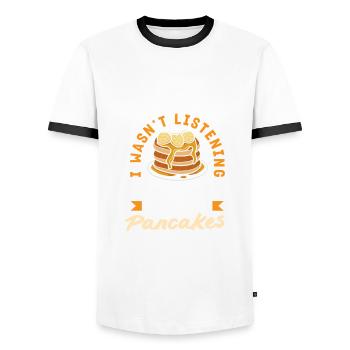 Funny Pancake Lover Gift - Men's Ringer Shirt - white/black - Front - AI Model Female 172 light (172cm) & AI Model Male 178 dark (178cm)
