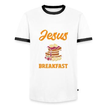 Funny Pancake Lover Gift - Men's Ringer Shirt - white/black - Front - AI Model Female 172 light (172cm) & AI Model Male 178 dark (178cm)