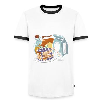 Funny Pancake Lover Gift - Men's Ringer Shirt - white/black - Front - AI Model Female 172 light (172cm) & AI Model Male 178 dark (178cm)
